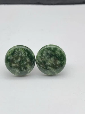 Vintage Mid Century Jade Sterling Cufflinks Beautiful! - image 1 of 4