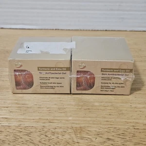 Lote 2 Nuevos Gel Antibacteriano Piel Aceite Cúrcuma y Emú-Elimina Etiquetas Piel Lunares - Imagen 1 de 4