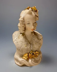 Vintage Cordey Cybis Porcelain Lady Figurine Statue Bust 1940’s Gilded Gold - Picture 1 of 11