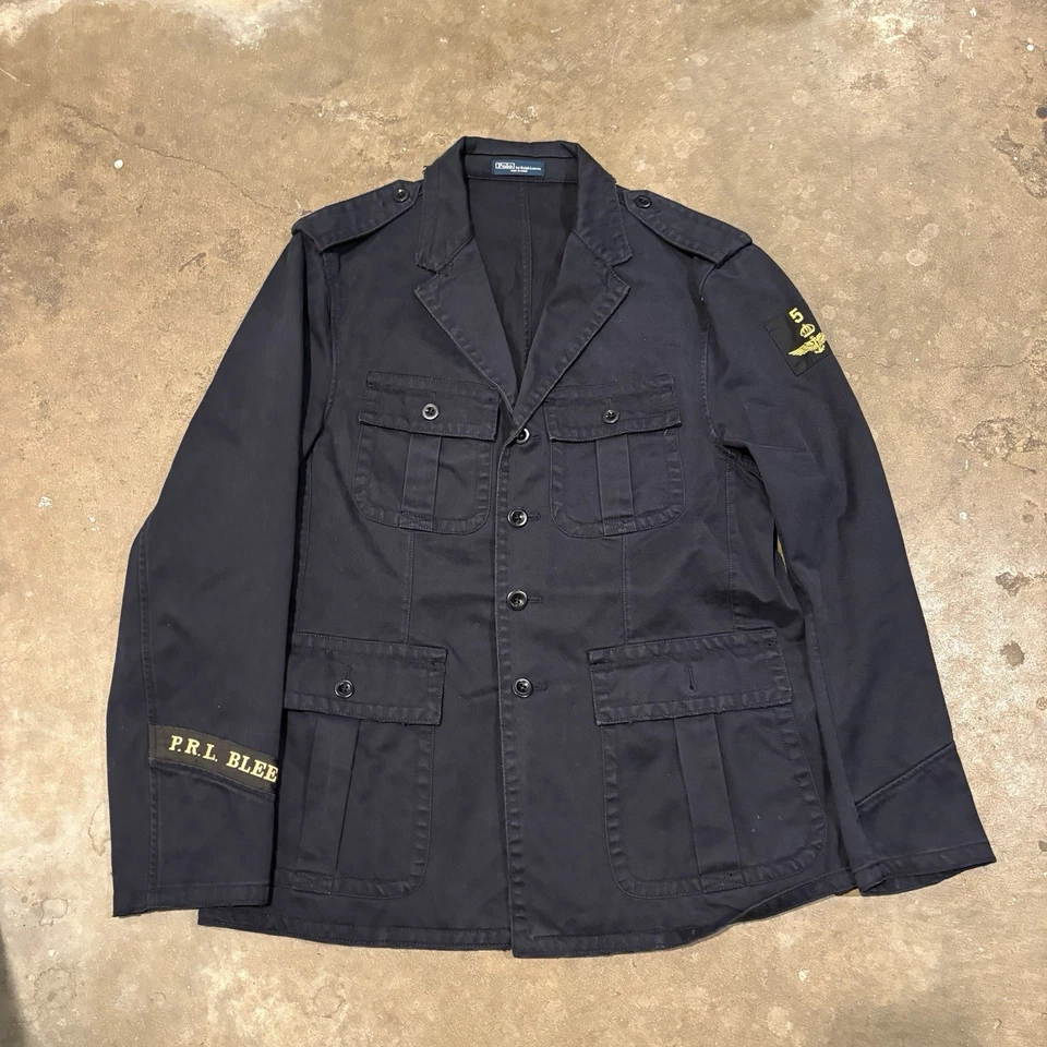 PRL Bleecker Chaqueta Estilo Militar Cierre de Botones Azul Marino Polo Ralph Lauren Para Hombres L Foto 1 de 4
