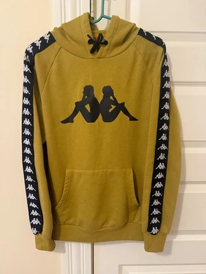 Sudadera con Capucha Kappa Grande Amarilla Negra Logo Cinta Pullover Unisex Foto 1 de 4