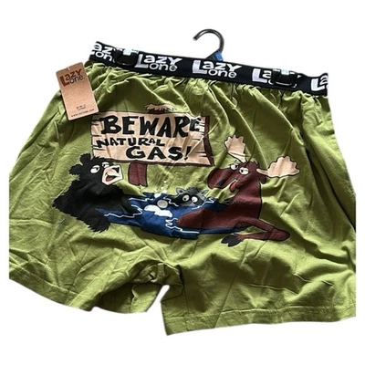 Calzoncillos boxer Lazy One Fun para hombre PJ Lounge Shorts Beware Gas Natural 100 % algodón Foto 1 de 2