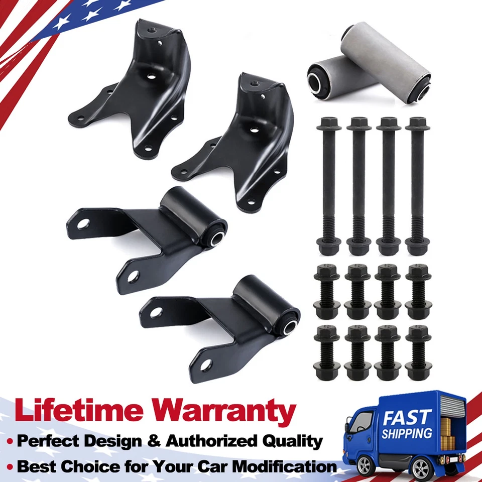 Rear Leaf Spring Shackle Bracket Pair Hanger Kit for Ford F150 F250 F350 Bronco Foto 1 de 4