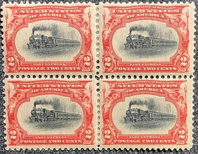 Scott 295 U.S. 1901 Empire State Express 2 Cent Block of Four Stamps Unused - Image 1 of 2
