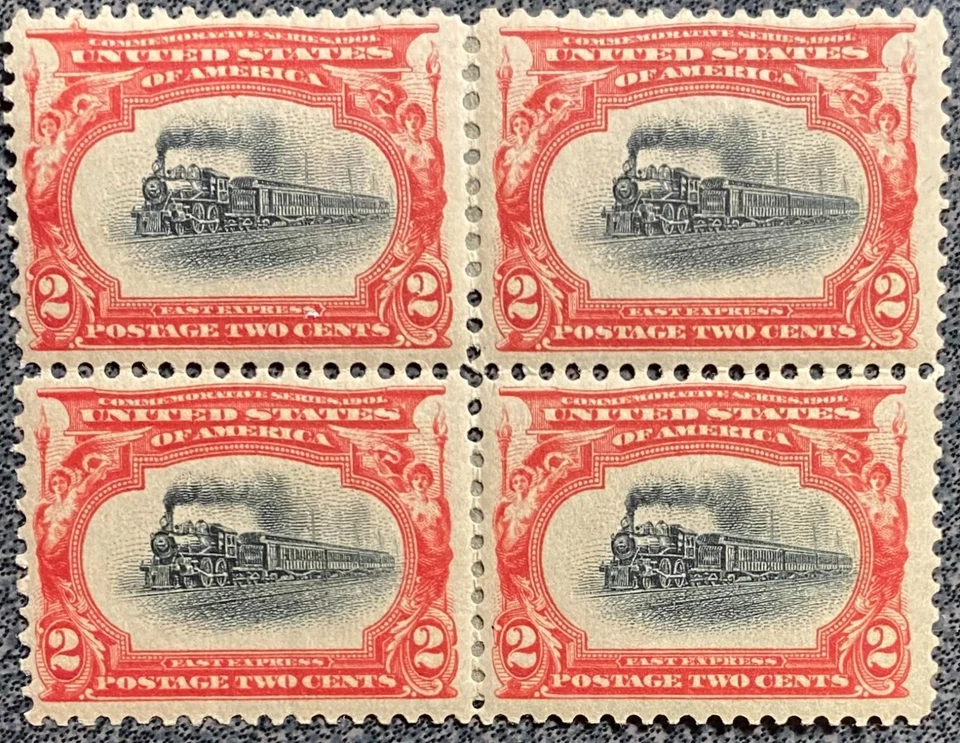 Scott 295 U.S. 1901 Empire State Express 2 Cent Block of Four Stamps Unused - Image 1 of 2