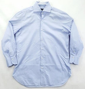 Finamore 1925 Dress Shirt Mens 16 41 Blue Made in Italy Alumo Cotton Kapoli - Picture 1 of 13