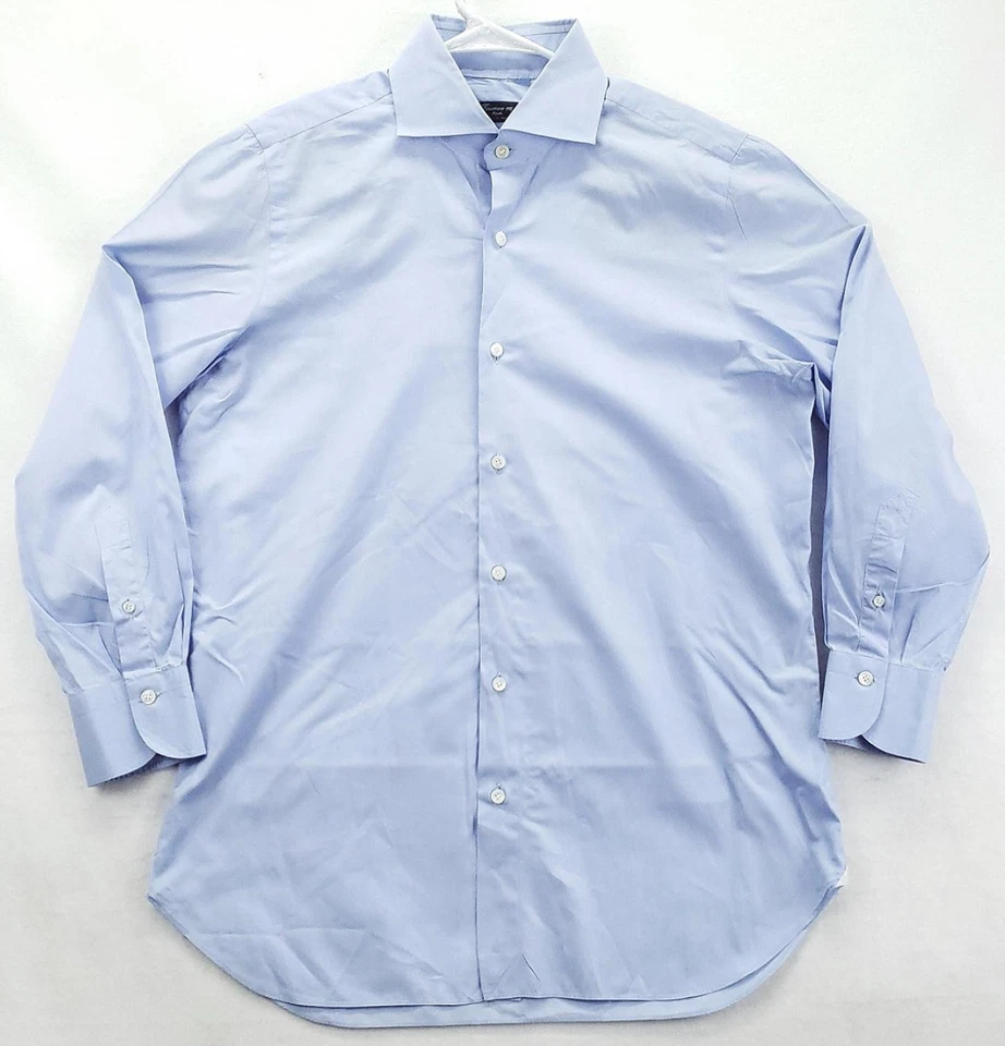 Camisa de vestir Finamore 1925 para hombre 16 41 azul hecha en Italia capucha de algodón de aluminio G2U Foto 1 de 4