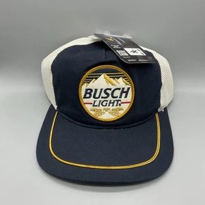 Busch Light Embroidered Twill Patch Flat Bill Cap Washed Cotton Twill Hat #420 - Picture 1 of 5
