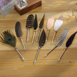 Retro Feather Wedding Party Guest Register Book Signing Pen With Box Signing Pen