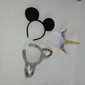Kids Youth Headbands 1 Mickey 1 Unicorn 1 Bear Cub Wolf or Cat Cub - Picture 1 of 5