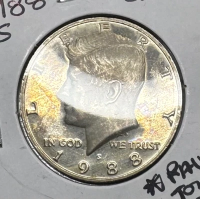 1988 San Francisco Mint Kennedy Half Dollar CLAD PROOF 50¢ RAINBOW TONED CRH478 - Image 1 of 4