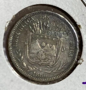 1886 Costa Rica Silver 10 Centavo XF - Picture 1 of 2