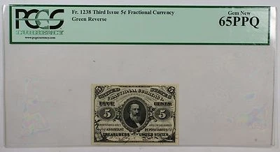 Fr. 1238 Third Issue 5c Fractional Currency PCGS Gem New 65PPQ Green Reserve - Image 1 of 2