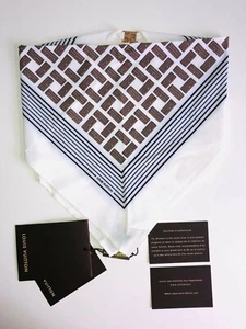 NWT LOUIS VUITTON Maillot B. Trunk Print Bandana Scarf in Brown & White w/ COA - Picture 1 of 12