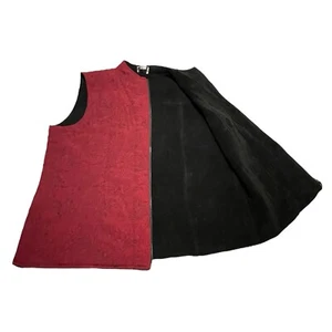 Chicos Travelers Vest Women 3 US XL Red Black Reversible Carmen Floral Paisley - Picture 1 of 14