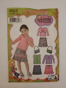 Sewing Pattern Lizzie McGuire Wardrobe Girls 1/2 1 2 Size AA Shirt Skirt Purse - Picture 1 of 12