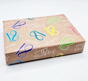 2 Sheets Hooray 18th Birthday Multi Colour Brown Unisex Wrapping Paper (PA-W358) - Picture 1 of 2