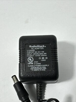Adaptador de CA RadioShack U120025D salida 12VDC 125mA Foto 1 de 4