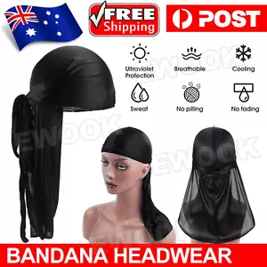 Unisex Bandana Doo Durag Headwear Soft Silk Pirate Cap Wrap Fashion Men Women - Picture 1 of 8