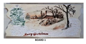 Decoupage Hand Decorated Wooden Boards Christmas scene - Picture 1 of 1