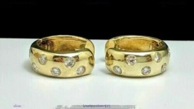 Created Diamond 14K Yellow Gold Plated 0.50Ct Round Cut Huggie Hoop Earrings - Image 1 of 4