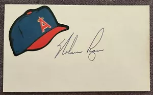 ⚾️Nolan Ryan Signed Index Card 3x5 MLB HOF Pitcher Houston Astros w/sticker - Picture 1 of 5