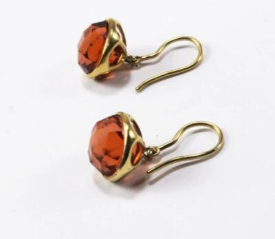 PENDIENTES GANCHO BACCARAT ORO VERMEIL SOBRE PLATA CRISTAL NARANJA Foto 1 de 4