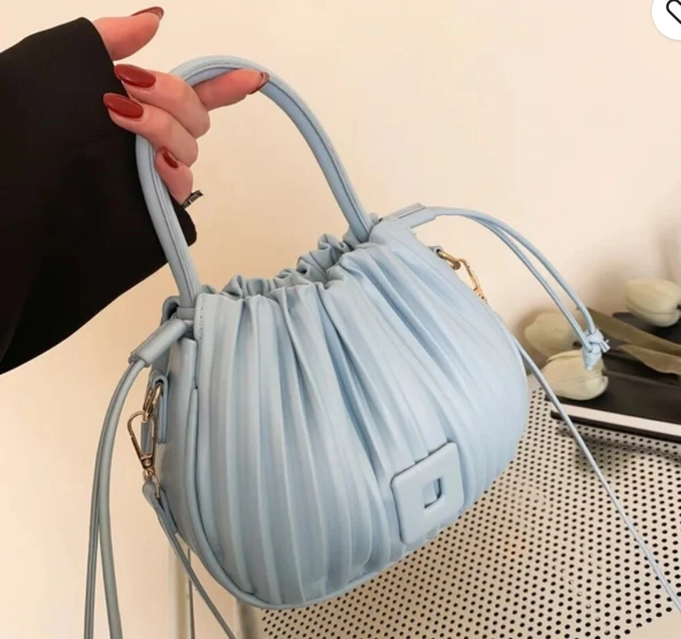 Bucket Bags for Women Drawstring Pleated Shoulder Handbag Hobo Crossbody Bucket  - Image 1 of 1