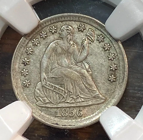 1856 Liberty Seated Half Dime NGC AU58 Super Nice Easily Best Price Ebay* CHRC Cover