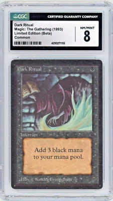 1993 Magic the Gathering MtG LIMITED EDITION BETA Common Dark Ritual CGC 8 - Image 1 of 2