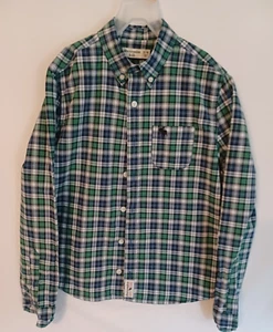 ABERCROMBIE KIDS Boys 13-14  Blue/Green Check Button-Down Icon Dress Shirt - Picture 1 of 4