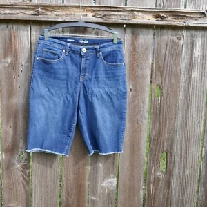 Style Co Denim Shorts Bermuda Raw Edge Blue Jeans Cotton Blend Size 8 - Picture 1 of 8