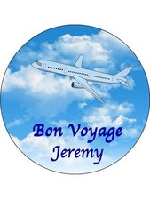 Novelty Personalised Bon Voyage / Travel  7.5" Edible Wafer Paper Cake Topper