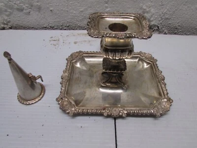 english silverplate candlestand with snuffer - Image 1 of 4