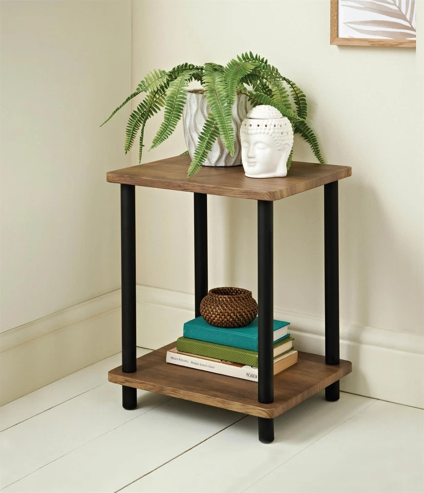 Small Side Table Walnut Bedside Table 2 Tier Occasional Tables Contemporary Wood - Image 1 of 1