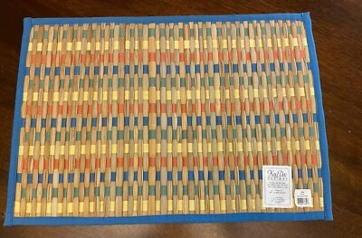 Set of 4 Wicker Kay Dee Designs Placemats Blue Border - Image 1 of 4