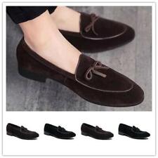 Mens Bow Tie Round Toe Slip On Faux Suede Loafers Shoes Business Leisure