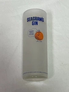 Seagrams Gin Glass Tall Orange Aids A Collins Cocktail Barware Federal Frosted - Picture 1 of 9