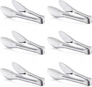Paquete de 6 pinzas para buffet, pinzas para servir de acero inoxidable utensilios para servir 7 pulgadas - Imagen 1 de 7