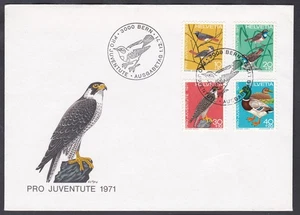 Switzerland FDC 1971 Michel 960/63 Complete Set: Pro Juventute: Birds - Picture 1 of 2