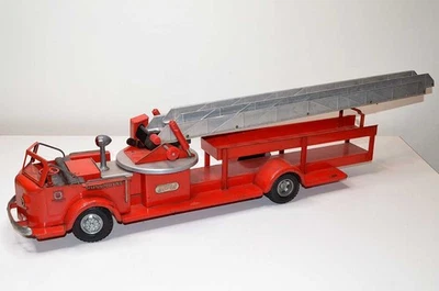 Camión de bomberos modelo Doepke Rossmoyne años 50 de colección escalera aérea - acero prensado Foto 1 de 4