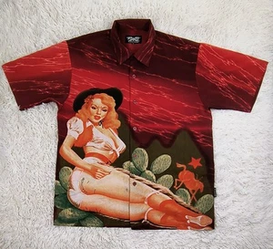 Vintage Dragonfly pin up cowgirl 90s button up shirt - Picture 1 of 10