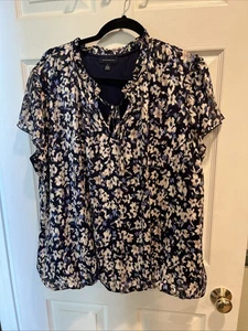 CAMICIA TAMARA H. / 2X / floreale / blu bianco nero e oro / foderata - Foto 1 di 10