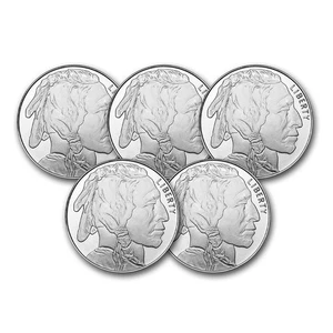 1 oz Silbermedaille - Büffel (5 Medaillen) - .999 Feinsilber - Bild 1 von 2