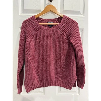 Suéter tejido cuello redondo American Eagle Outfitters para mujer borgoña S suave Foto 1 de 4
