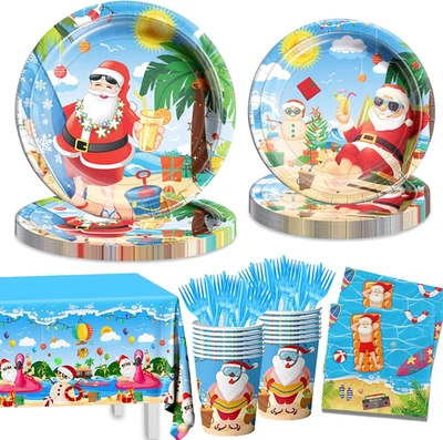 Juego de vajilla de Navidad de verano 145 piezas platos tazas servilletas mantel para 24 Foto 1 de 4