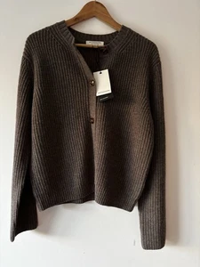 Marks&Spencer Autograph Cashmere Merino Wool Ribbed Cardigan Brown M & XL - Picture 1 of 6