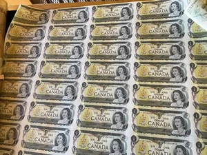 Hoja sin cortar de 40 billetes de $1 del Banco de Canadá 1973 - Serie Escenas de Canadá - Imagen 1 de 2