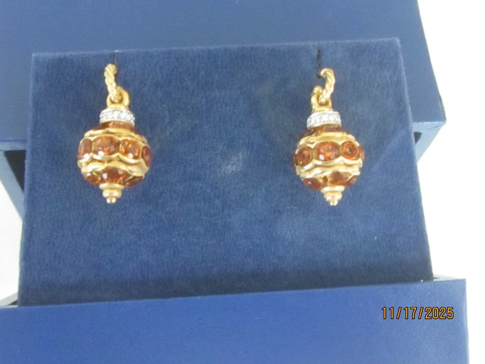 Pendientes David Yurman citrino y diamantes oro 18K. Nuevo. Hermoso y raro. Foto 1 de 4
