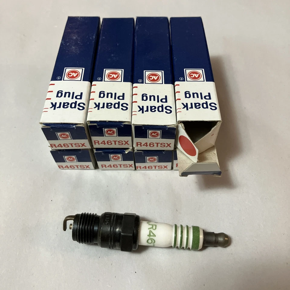 Vintage NOS Set 8 AC Delco Genuine GM Spark Plugs R46TSX Mfg USA 5613883 - Image 1 of 1